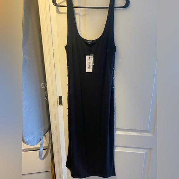 Womens Black Dress- Dynamite Brand - Midi Dress with Side Buttons - never worn - Picture 3 of 6